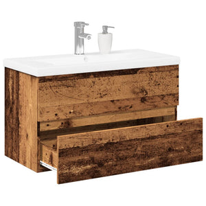 Mobile Bagno con Lavabo Integrato Legno Antico 81x39,5x49 cm 3328923