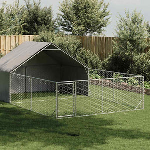 Cuccia per Cani da Esterno con Recinto 6x3x1,9m Acciaio Zincato 3329242