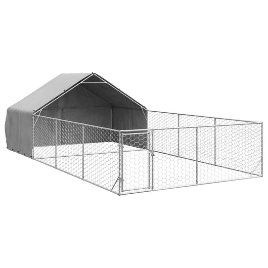 Cuccia per Cani da Esterno con Recinto 7x3x1,9m Acciaio Zincato 3329244