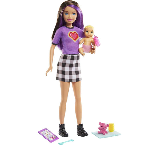 Barbie Skipper Babysitters Bambola Bruna Bebè e 4 Accessori Idea Regalo