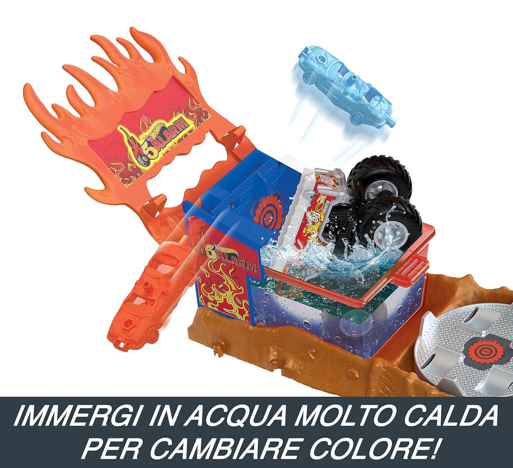 Hot Wheels Monster Trucks Playset Arena degli Scontri Missione Anti-Incendio