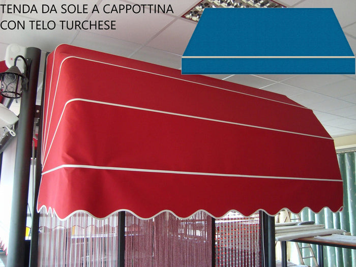 Tenda Sole Cappottina 5 Raggi Tempotest Parà Turchese 77, Largh 3 x Sporgenza 1,40, UV-Resistente Giardino, Balcone