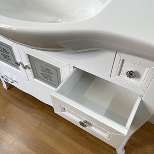 Mobile Da Bagno Bianco Completo Modello Martina Completo con Specchio e Lavabo