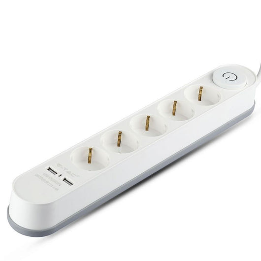 5 Via con interruttore illuminato e porta USB 3G 1,5 mm*3M BIANCO