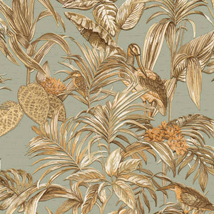 DUTCH WALLCOVERINGS Carta da Parati Bird-of-Paradise Verde Acqua 430615