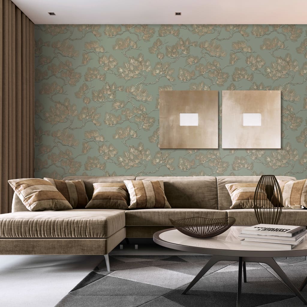 DUTCH WALLCOVERINGS Carta da Parati Motivo a Pino Verde