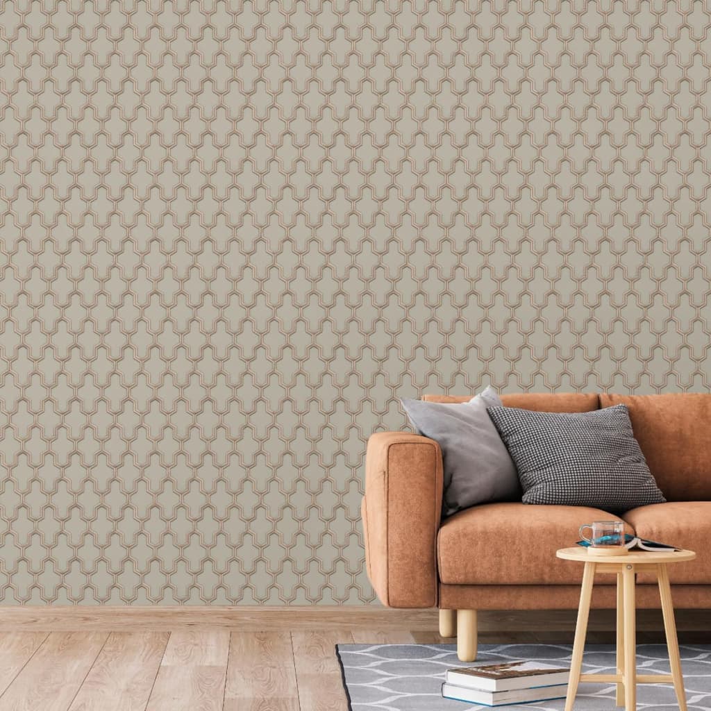 DUTCH WALLCOVERINGS Carta da Parati Geometric Oro e Verde 442589