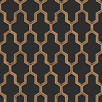 DUTCH WALLCOVERINGS Carta da Parati Geometric Nero e Oro 442591