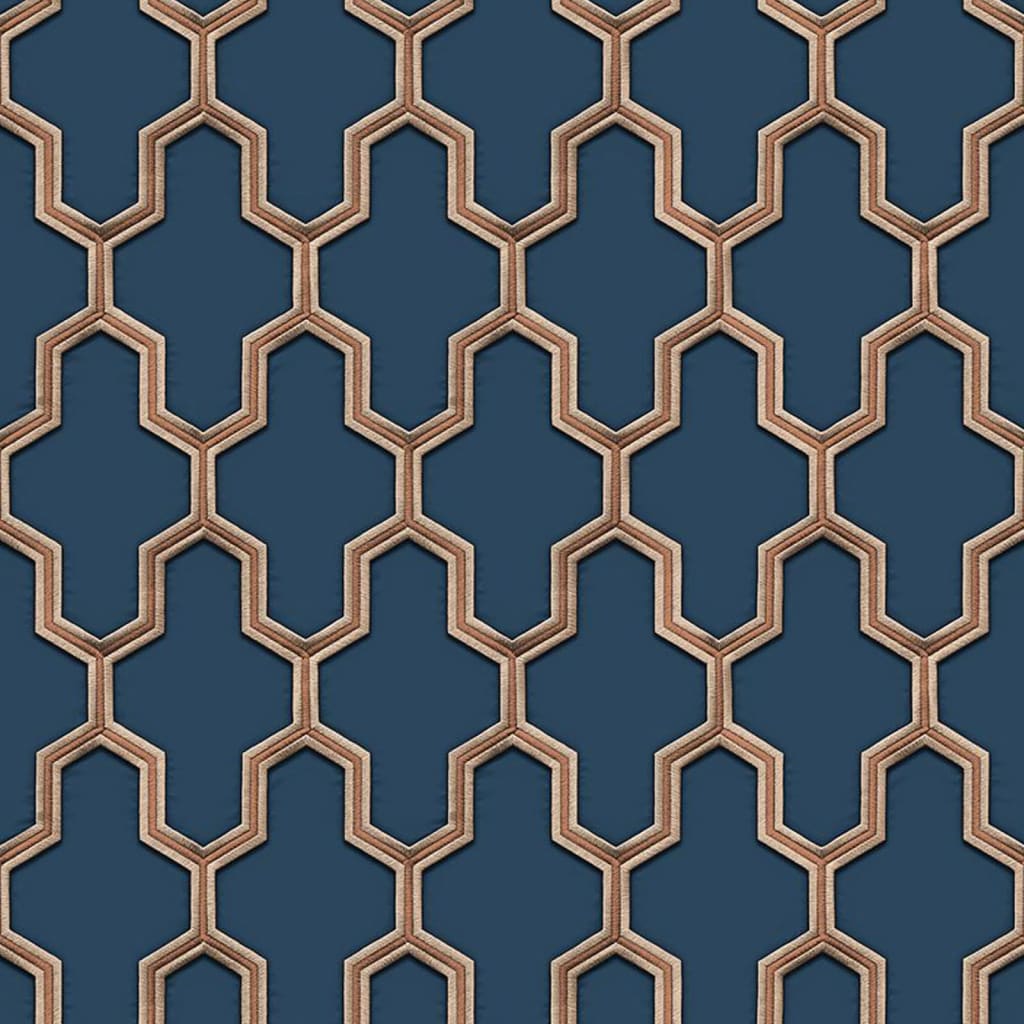 DUTCH WALLCOVERINGS Carta da Parati Geometric Blu e Oro 442592