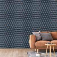 DUTCH WALLCOVERINGS Carta da Parati Geometric Blu e Oro 442592