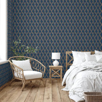 DUTCH WALLCOVERINGS Carta da Parati Geometric Blu e Oro 442592