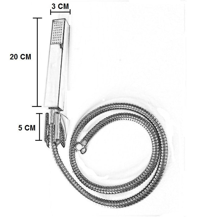 Set doccia minimalista, doccetta squadrata con flessibile cm 120