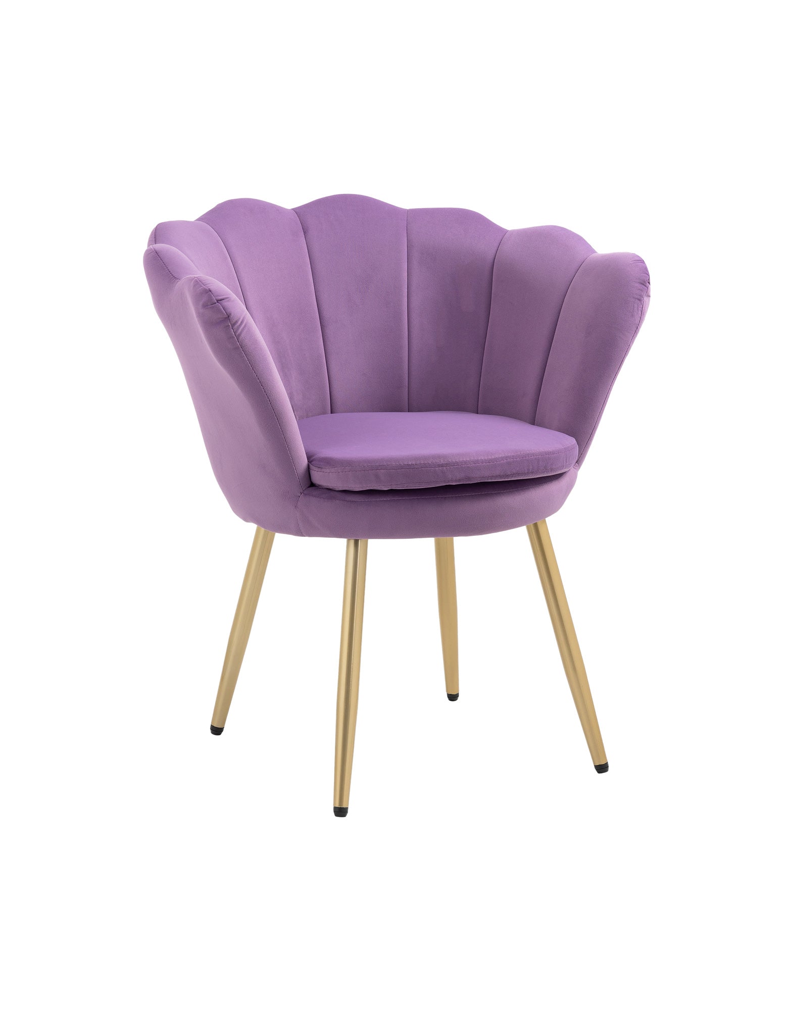 Poltrona Conchiglia in Velluto Design Moderno,Gambe in Metallo Placcato Oro -Modello Maddina - Violetto