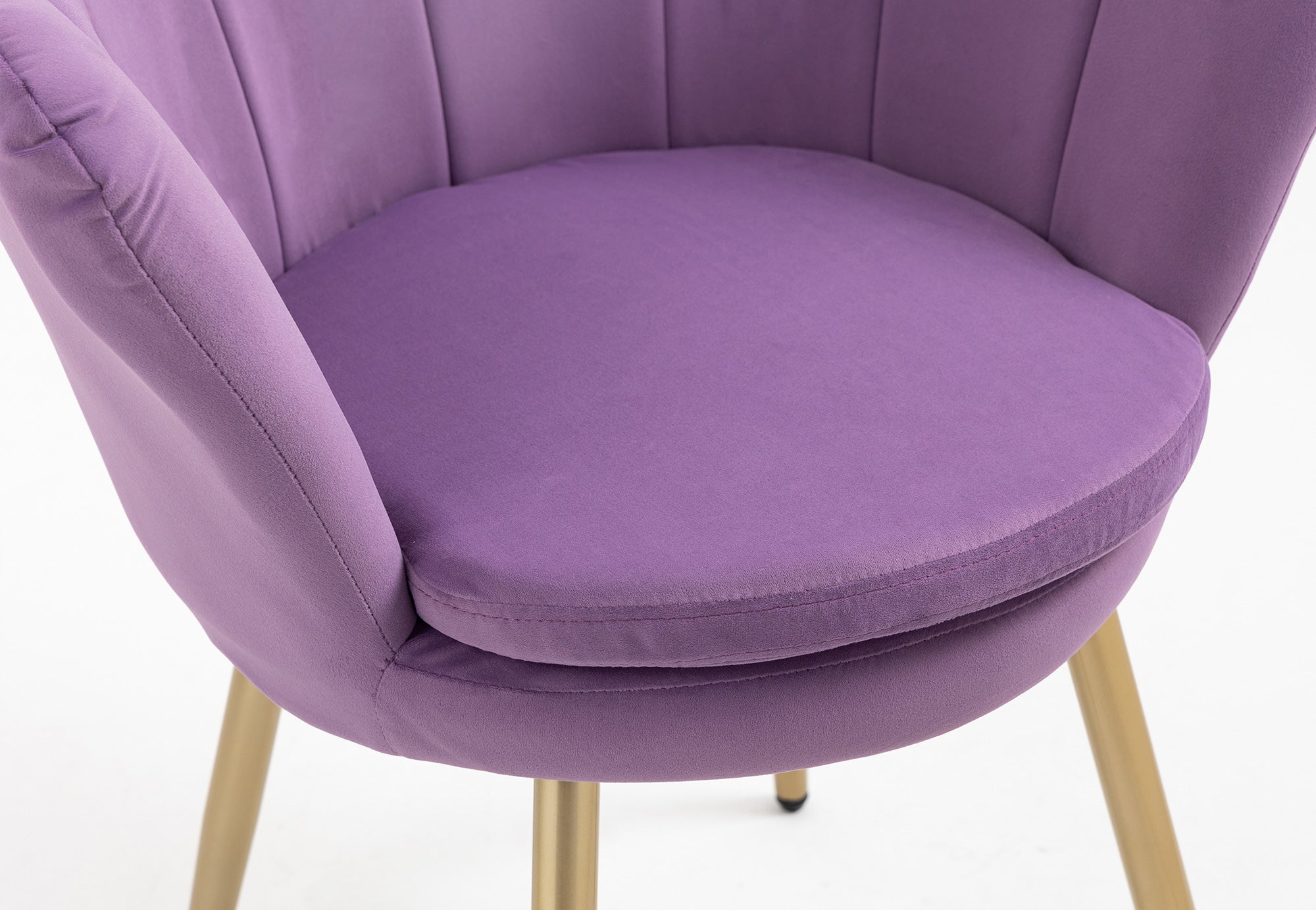 Poltrona Conchiglia in Velluto Design Moderno,Gambe in Metallo Placcato Oro -Modello Maddina - Violetto