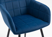 Poltroncina Classica con Braccioli per Camera da Letto in Velluto Design Moderno-Blu