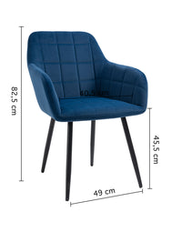 Poltroncina Classica con Braccioli per Camera da Letto in Velluto Design Moderno-Blu