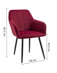 Poltroncina Classica con Braccioli per Camera da Letto in Velluto Design Moderno-Bordeaux