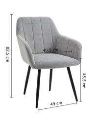 Poltroncina Classica con Braccioli per Camera da Letto in Velluto Design Moderno-Grigio