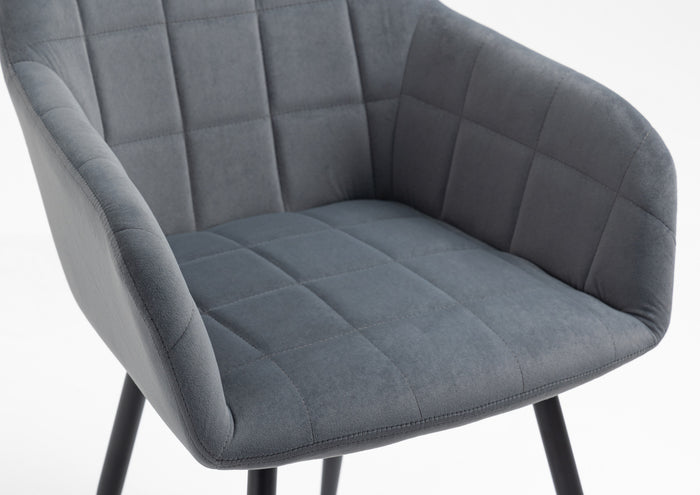 Poltroncina Classica con Braccioli per Camera da Letto in Velluto Design Moderno- GrigioScuro