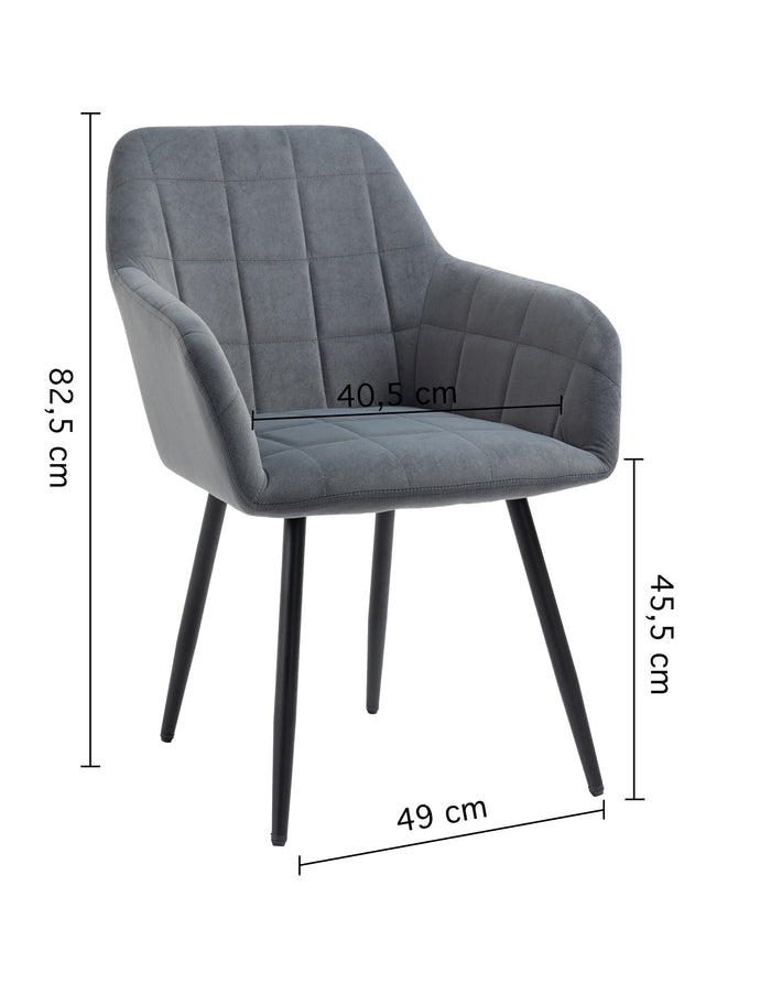 Poltroncina Classica con Braccioli per Camera da Letto in Velluto Design Moderno- GrigioScuro