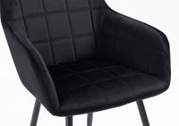 Poltroncina Classica con Braccioli per Camera da Letto in Velluto Design Moderno-Nero