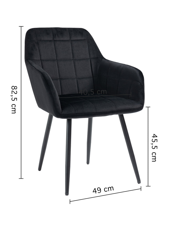 Poltroncina Classica con Braccioli per Camera da Letto in Velluto Design Moderno-Nero