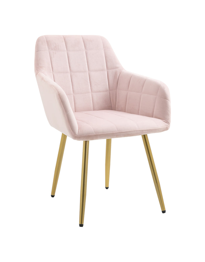 Poltroncina Classica con Braccioli per Camera da Letto in Velluto Design Moderno-Rosa