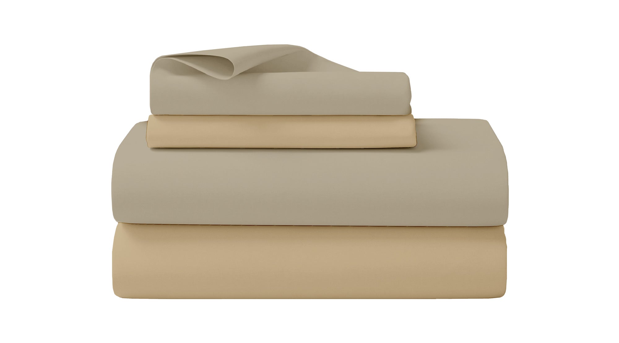 Completo Letto In Morbido Cotone Di Flanella Antipilling Set Lenzuola Bicolore Lenzuolo Sopra Sotto Federe - Tortora-Beige - Singolo