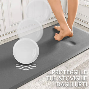 Tappeto Cucina Passatoia Rialzata Lavabile Spessa Antiscivolo Impermeabile Anti Fatica Rimbalzabile Soggiorno Ingresso Ufficio Aderente Antiscivolo Protettivo - Grigio - 44x75 cm