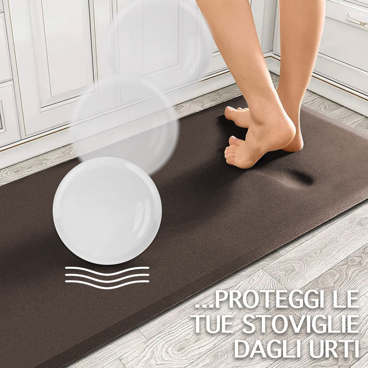 Tappeto Cucina Passatoia Rialzata Lavabile Spessa Antiscivolo Impermeabile Anti Fatica Rimbalzabile Soggiorno Ingresso Ufficio Aderente Antiscivolo Protettivo - Marrone - 44x75 cm