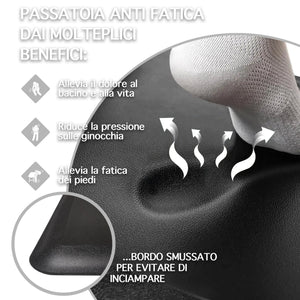 Tappeto Cucina Passatoia Rialzata Lavabile Spessa Antiscivolo Impermeabile Anti Fatica Rimbalzabile Soggiorno Ingresso Ufficio Aderente Antiscivolo Protettivo - Nero - 44x120 cm