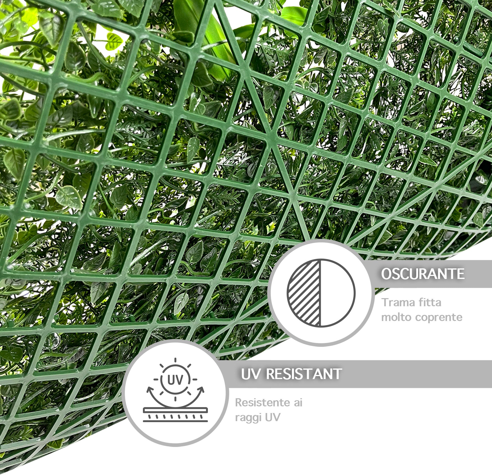 Pannello Stile Giungla Foglie Artificiale A Parete Per Interno Esterno Giardino Verticale Siepe Finta Muro Bosco Erba Recinzione Anticaduta Frangivista  - Dalia - 50x50 cm