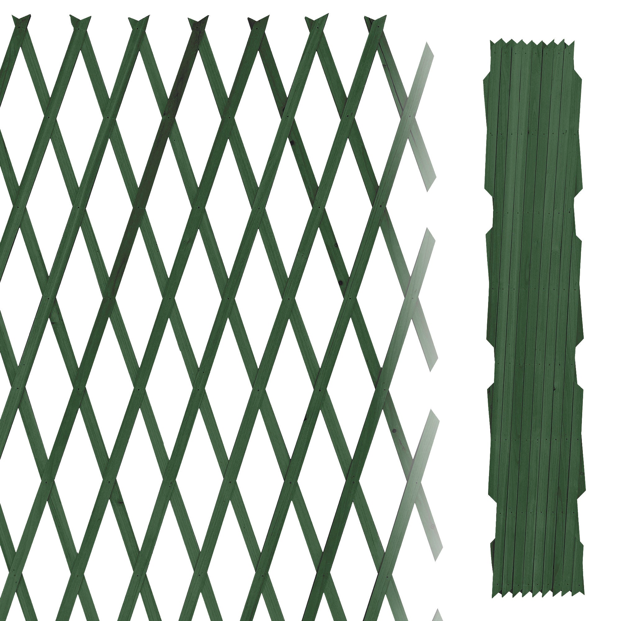 Traliccio Grigliato Estensibile In Legno Sostegno Muro Fiori Piante Rampicanti Terrazzi Balcone Giardino Reticolato Fioriera Parete Verticale - Verde - 1x3 Mt