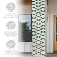 Traliccio Grigliato Estensibile In Pvc Sostegno Muro Fiori Piante Rampicanti Terrazzi Balcone Giardino Reticolato Fioriera Parete Verticale - Verde - 1x2 Mt