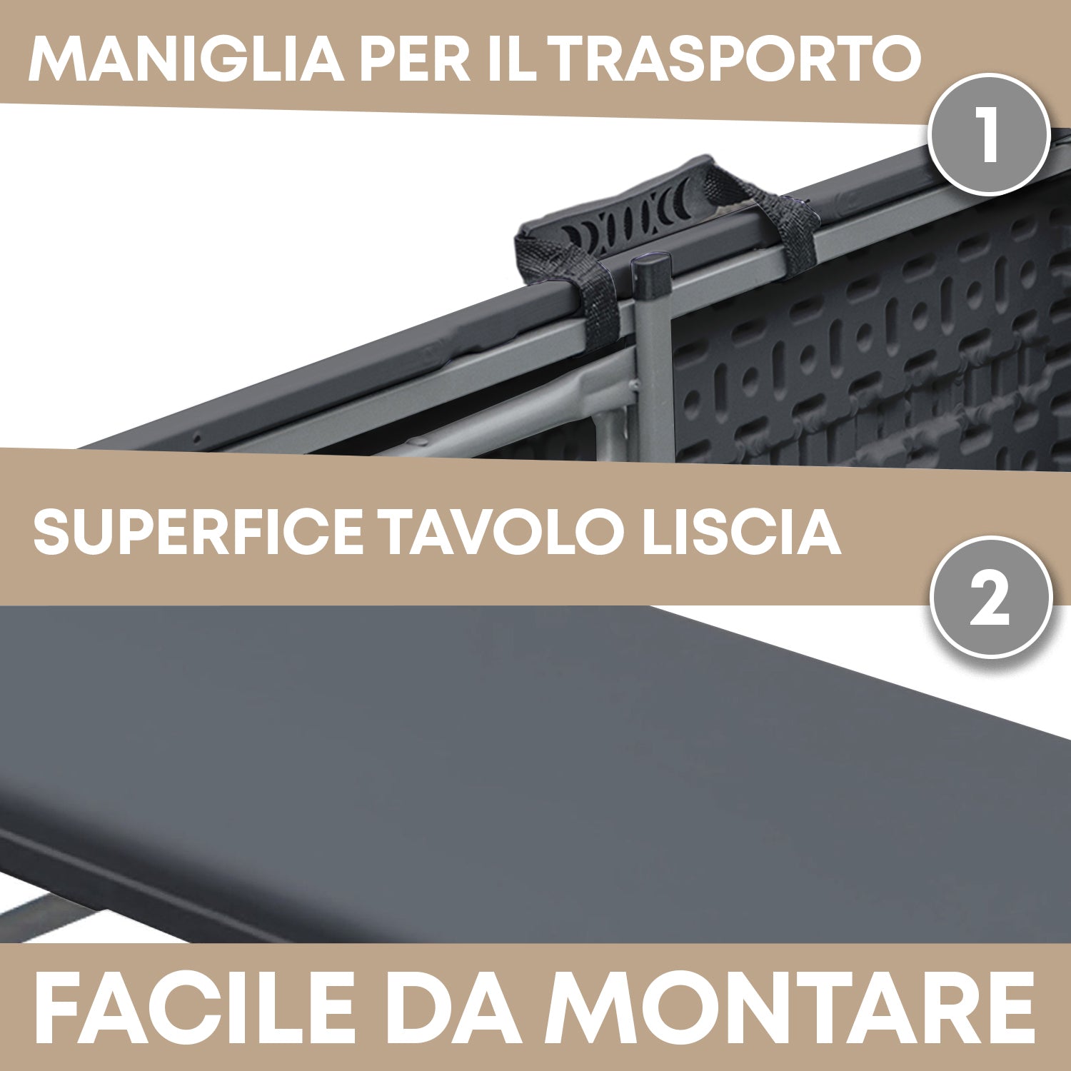 Set 3 Pezzi Tavoloe 2 Panche Pieghevoli Set Birreria Interno Esterno Per Feste Sagre Giardino Campeggio Struttura Acciaio Impermeabile Uv Resistente Tavolino E Panchine  - Antracite