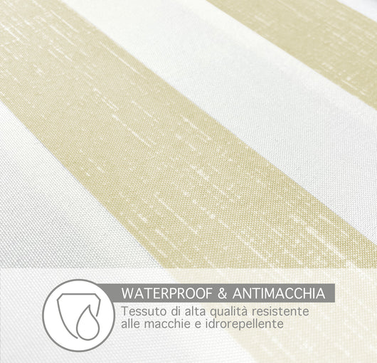 Tovaglia Antimacchia Idrorepellente Fantasia Rigata In Tutte Le Misure Antiscivolo Proteggi Tavolo Copritavolo A Righe Quadrata Rettangolare Cucina Salotto Interno Esterno - Riga Beige - 140x300Cm