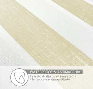 Tovaglia Antimacchia Idrorepellente Fantasia Rigata In Tutte Le Misure Antiscivolo Proteggi Tavolo Copritavolo A Righe Quadrata Rettangolare Cucina Salotto Interno Esterno - Riga Beige - 140x140Cm