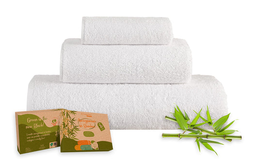 Set 3 Pezzi Asciugamani In Bambù Bagno Salvietta Viso Telo Doccia Asciugamano Pregiati Super Assorbenti  Salviette Teli Asciugamano Ospite 450 Gr Bamboo  - BambuBianco