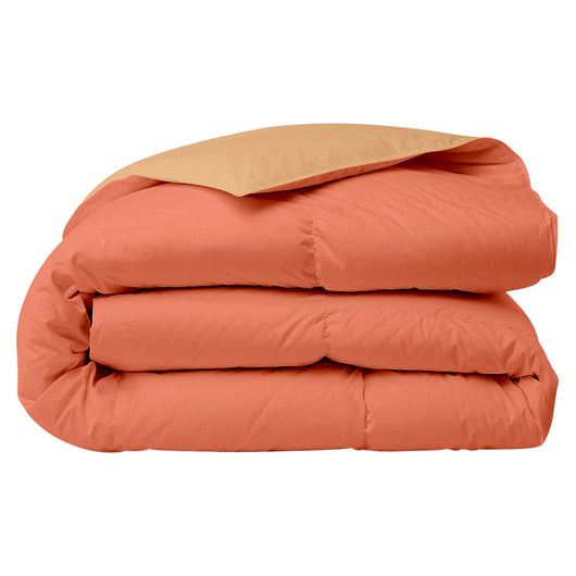 Piumino Letto invernale in Piuma d'Oca 90/10 Double Face 350 Gr/Mq Coperta Inverno Piumone Caldo Trapuntato Trapunta - Matrimoniale - ArancioChiaroScuro