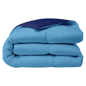 Piumino Letto invernale in Piuma d'Oca 90/10 Double Face 350 Gr/Mq Coperta Inverno Piumone Caldo Trapuntato Trapunta - Singola - BluAvio