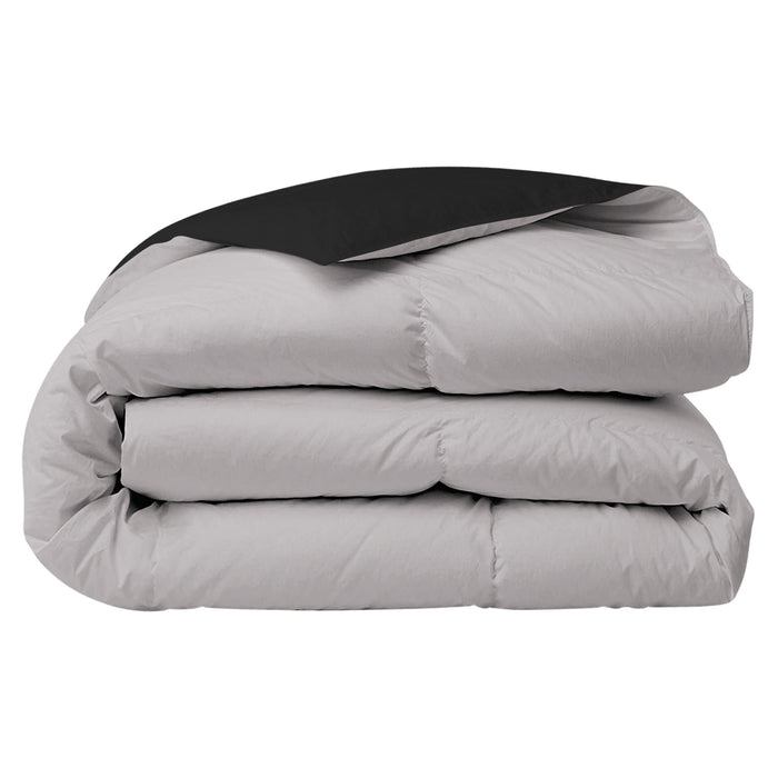 Piumino Letto invernale in Piuma d'Oca 90/10 Double Face 350 Gr/Mq Coperta Inverno Piumone Caldo Trapuntato Trapunta - Matrimoniale - NeroGrigio