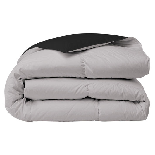 Piumino Letto invernale in Piuma d'Oca 90/10 Double Face 350 Gr/Mq Coperta Inverno Piumone Caldo Trapuntato Trapunta - Piazza e mezza - NeroGrigio