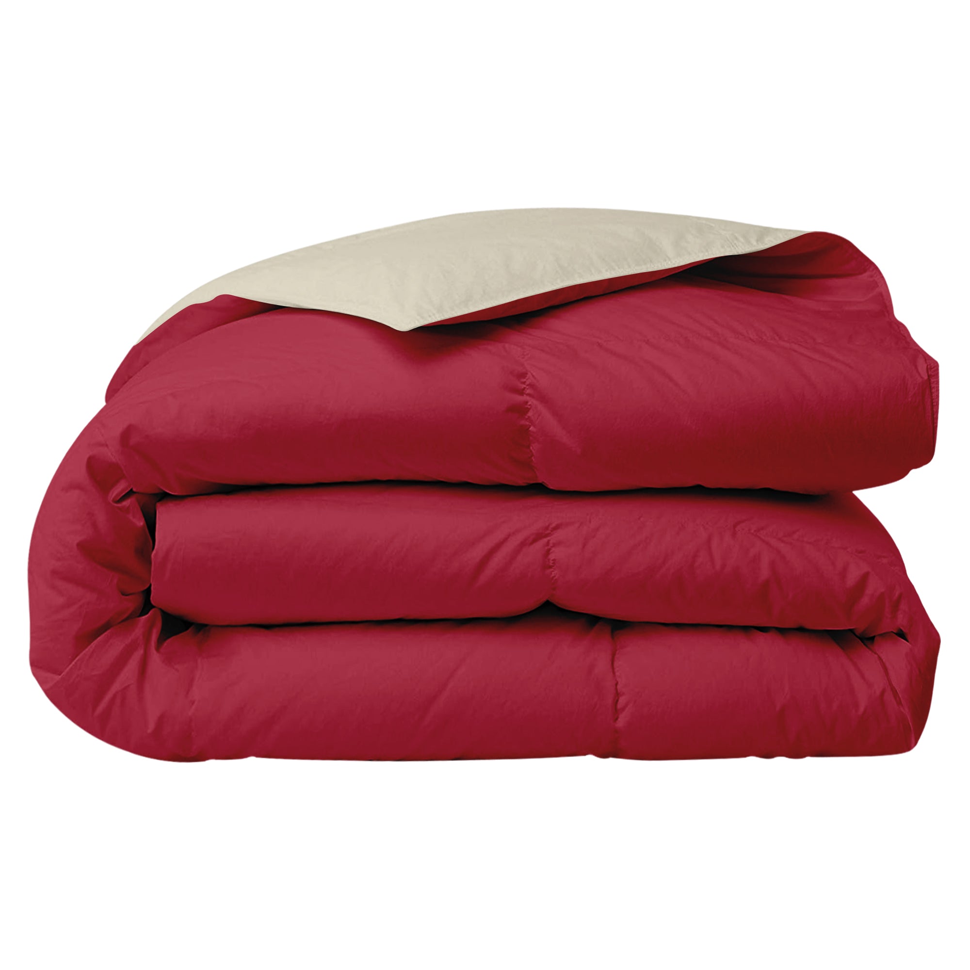 Piumino Letto invernale in Piuma d'Oca 90/10 Double Face 350 Gr/Mq Coperta Inverno Piumone Caldo Trapuntato Trapunta - Singola - PannaBordeaux