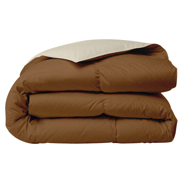 Piumino Letto invernale in Piuma d'Oca 90/10 Double Face 350 Gr/Mq Coperta Inverno Piumone Caldo Trapuntato Trapunta - Singola - PannaMarrone