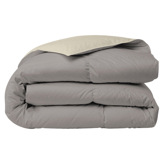 Piumino Letto invernale in Piuma d'Oca 90/10 Double Face 350 Gr/Mq Coperta Inverno Piumone Caldo Trapuntato Trapunta - Singola - PannaTortora