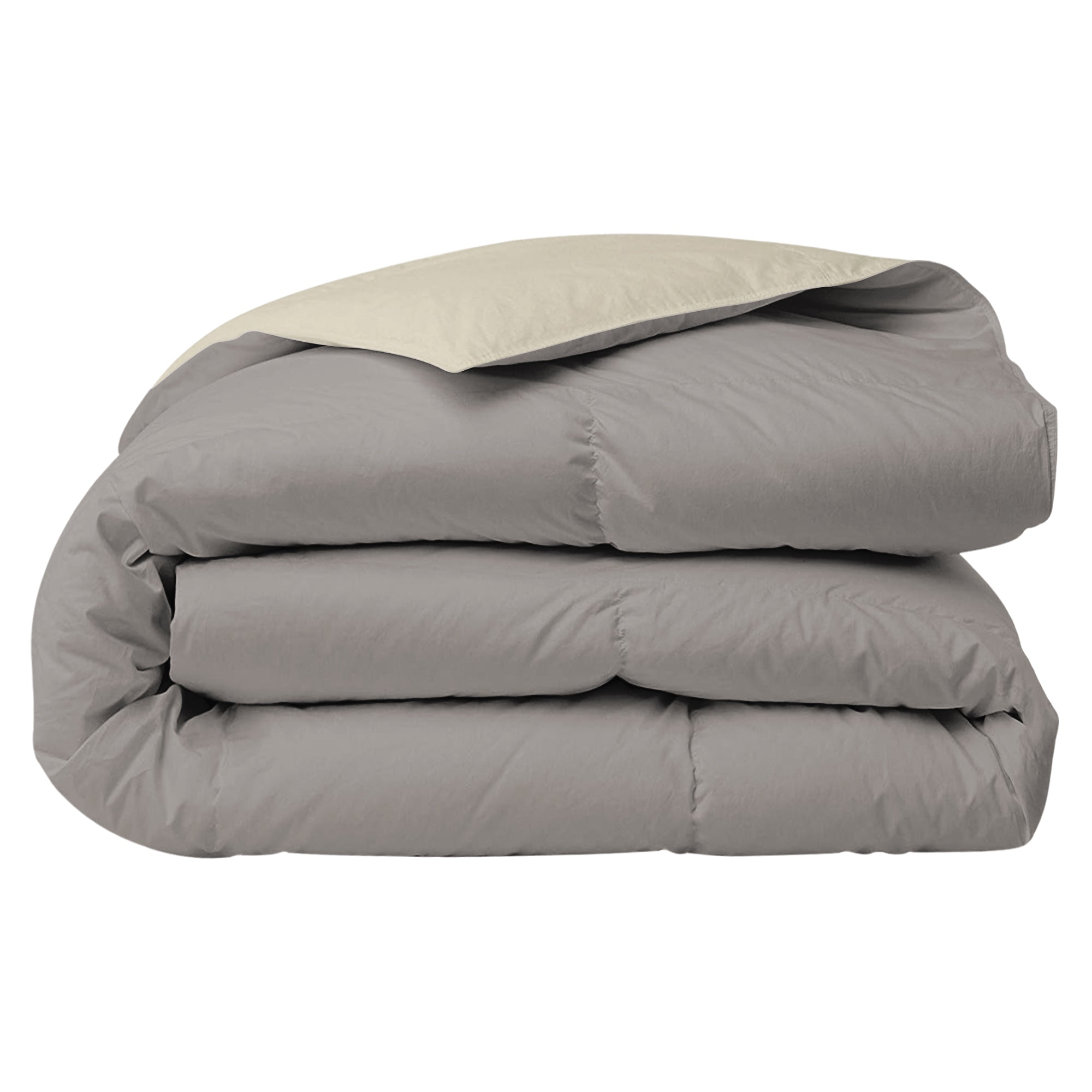 Piumino Letto invernale in Piuma d'Oca 90/10 Double Face 350 Gr/Mq Coperta Inverno Piumone Caldo Trapuntato Trapunta - Piazza e mezza - PannaTortora