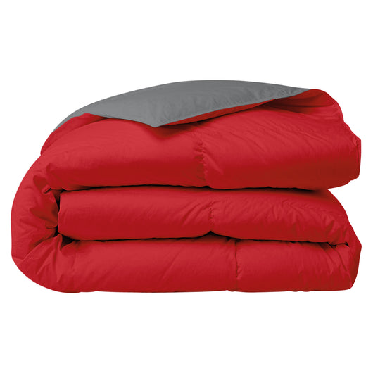 Piumino Letto invernale in Piuma d'Oca 90/10 Double Face 350 Gr/Mq Coperta Inverno Piumone Caldo Trapuntato Trapunta - Matrimoniale - RossoGrigio