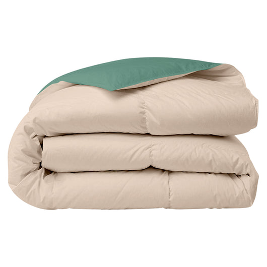 Piumino Letto invernale in Piuma d'Oca 90/10 Double Face 350 Gr/Mq Coperta Inverno Piumone Caldo Trapuntato Trapunta - Matrimoniale - VerdePanna