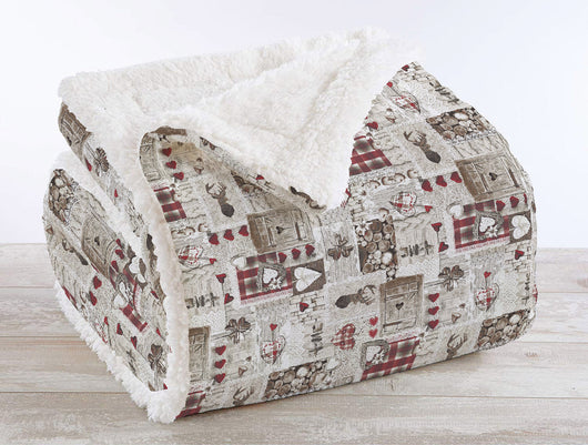 Coperta Plaid Pile Sherpa Invernale, Morbida Calda Coperta Pelosa  Doppio Lato Copertina Divano - Singola-150x190cm - Dis8-Deer