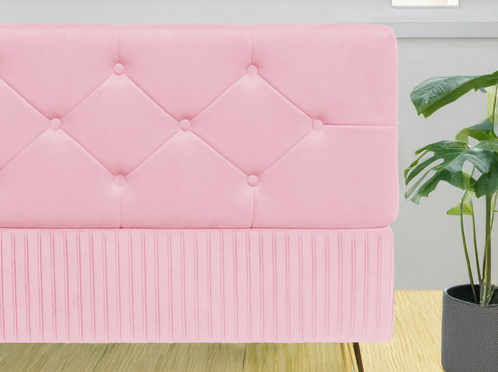 Panca Imbottita Divanetto In Velluto Contenitore Pouf Grande XXL PortaOggetti Panca Sgabello A Pie Di Letto Con Gambe In Metallo Dorato Cassapanca Ingresso Legno Massello Panchina - Rosa Cipria